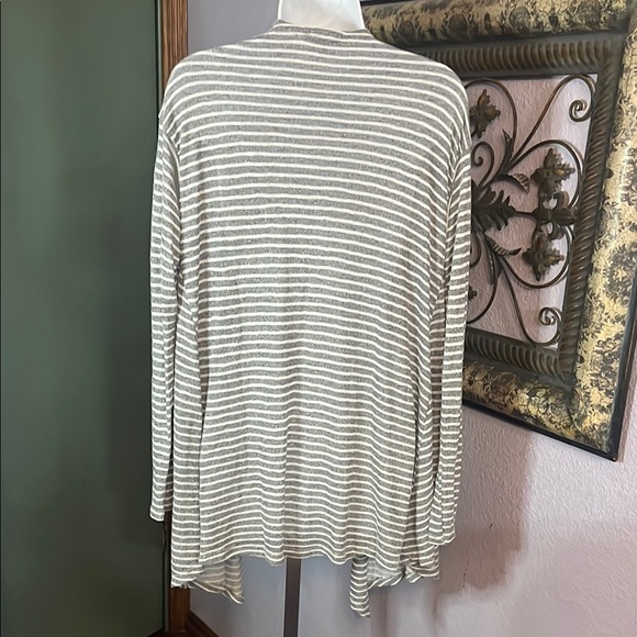White Birch Cardigan Striped Open Front / lapels/ lightweight Sz S - Picture 5 of 9